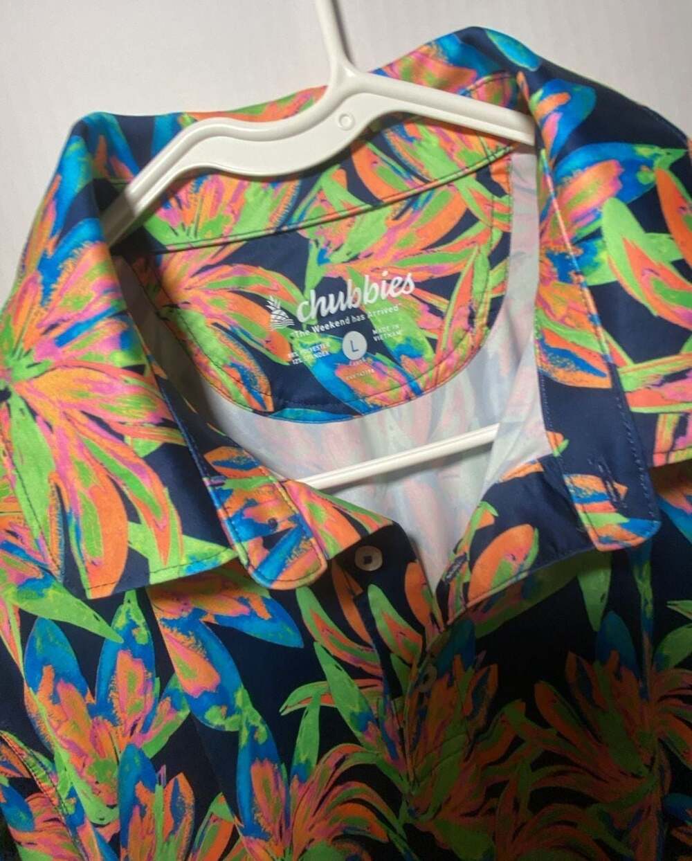 Chubbies Performance Polo Shirt Size L Floral Tropical